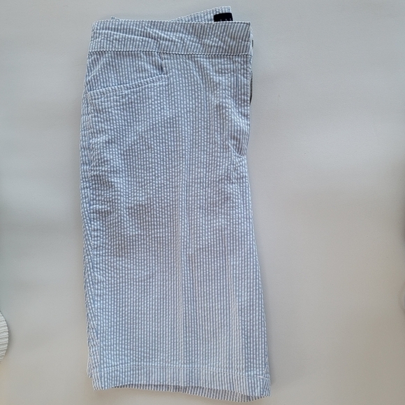 EUC basic editions blue & white striped seersucker shorts size medium - Picture 2 of 10